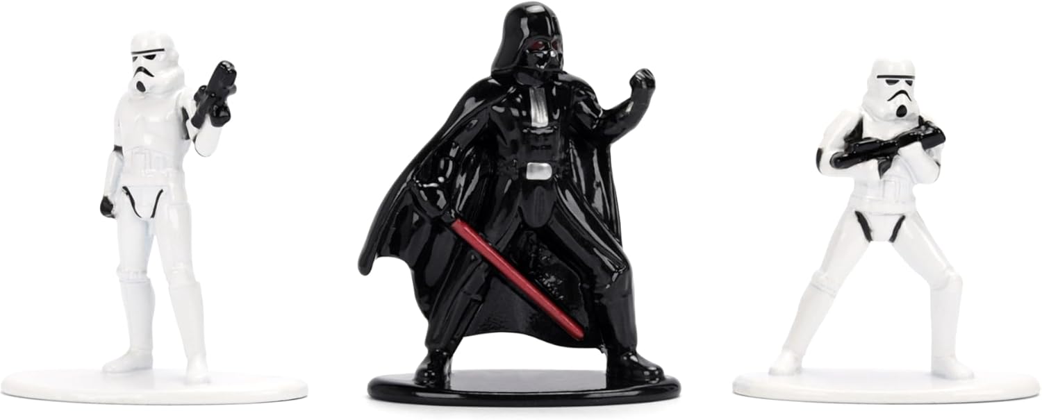 Jada Toys Star Wars Nano Die-Cast Figuren 3er Set, Stormtrooper, Darth Vader, Stormtrooper 2, 4 cm 1.65 Zoll – Mehrfarbig