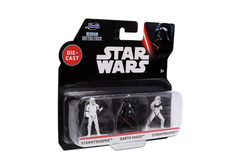 Jada Toys Star Wars Nano Die-Cast Figuren 3er Set, Stormtrooper, Darth Vader, Stormtrooper 2, 4 cm 1.65 Zoll – Mehrfarbig