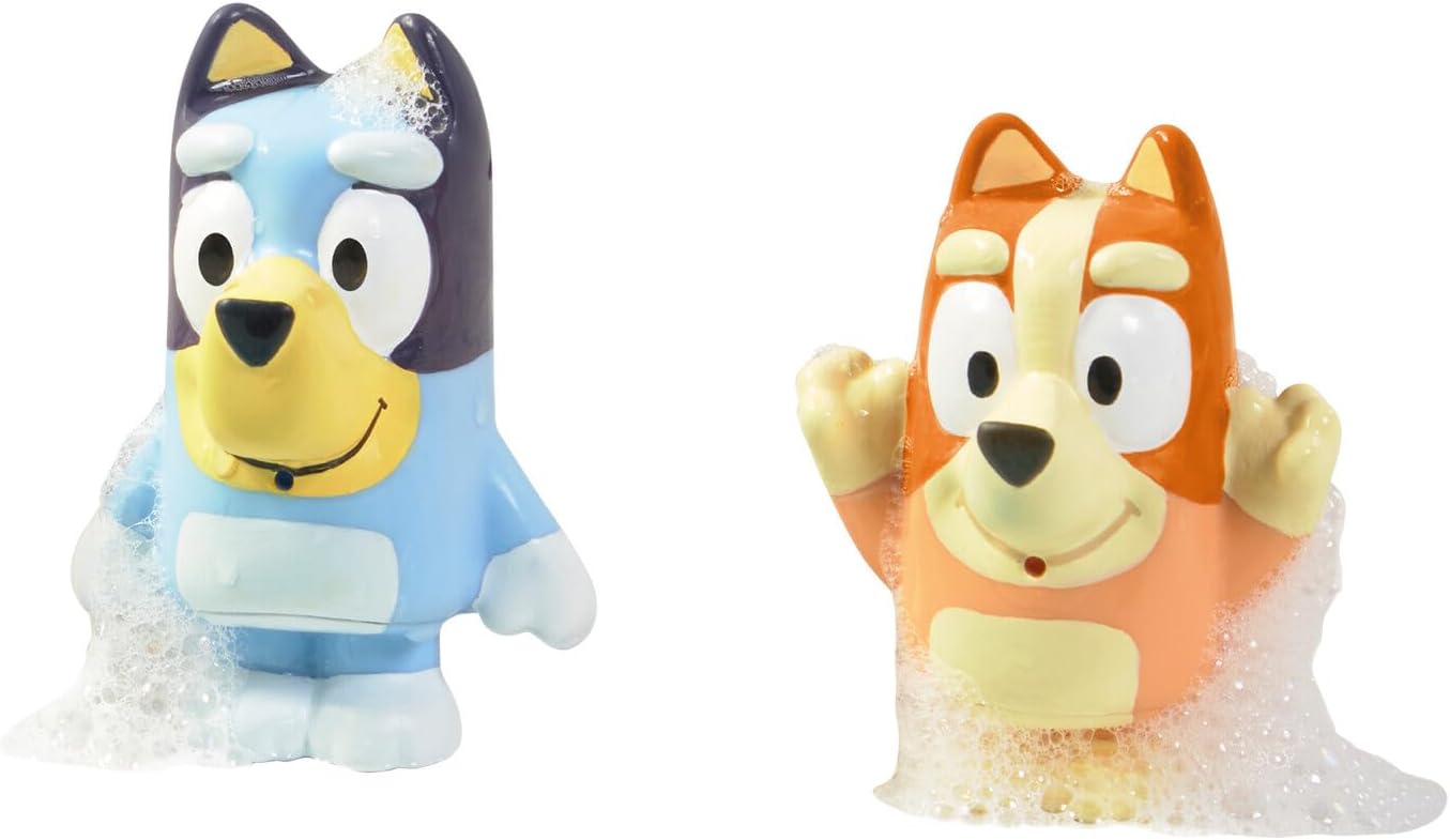 Toomies Bluey Bath Squirters, Bluey & Bingo Water Squirter Set, Soft Squeeze Bath Toys for Toddlers, Easy-Grip Water Play for Little Hands, Developmental Bath Time Toys for Imaginative Play