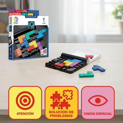 SmartGames - IQ Flow, 1 Player Logic Game with 120 Challenges, Ages 7+