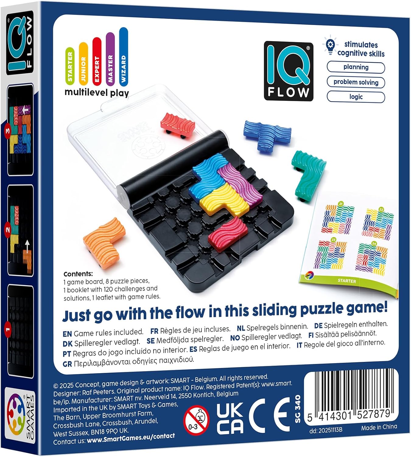 SmartGames - IQ Flow, 1 Player Logic Game with 120 Challenges, Ages 7+