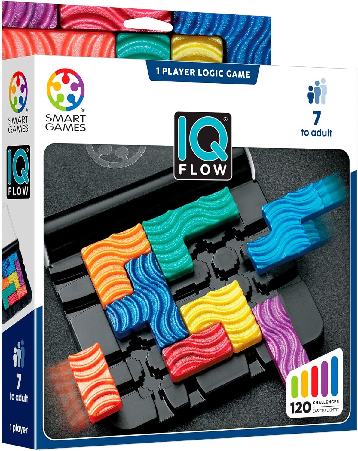 SmartGames - IQ Flow, 1 Player Logic Game with 120 Challenges, Ages 7+