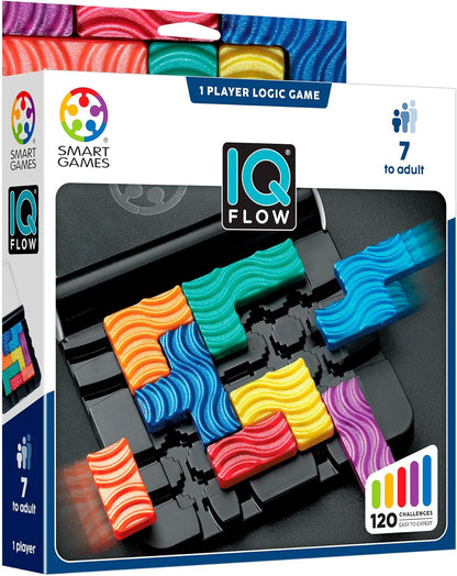 SmartGames - IQ Flow, 1 Player Logic Game with 120 Challenges, Ages 7+