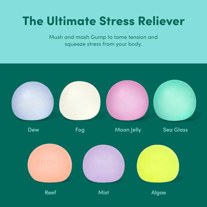 Speks Gump Stress Balls - Silky Soft Memory Gel Squishy Fidget Toy for Adults and Teens 14+ | Stress Relief Present, Office Desk Toy | Sea Glass