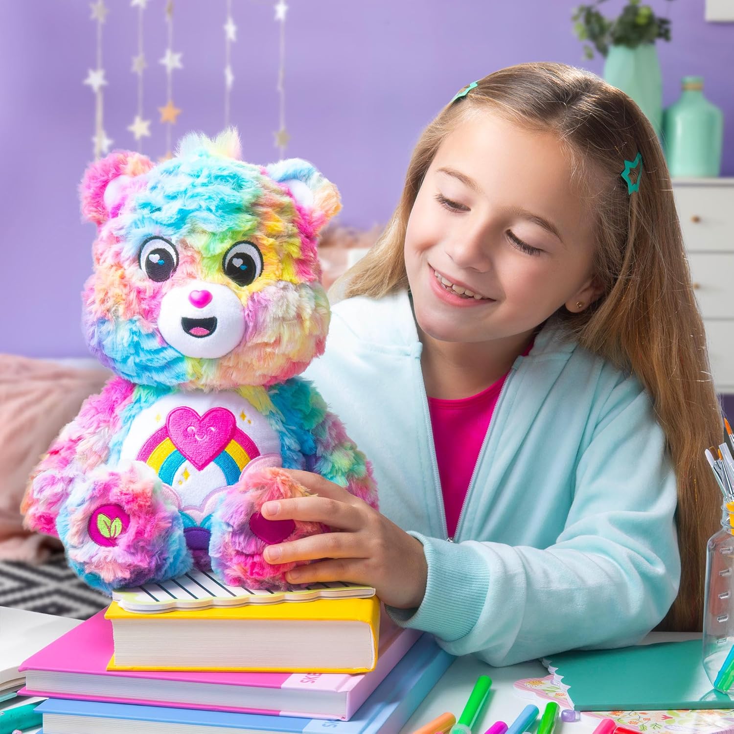 Basic Fun Care Bears 35cm Plush – Caring Colours Bear from the Cozy Collection – Soft Huggable Toy with Embroidered Details – Gift for Kids Ages 4+