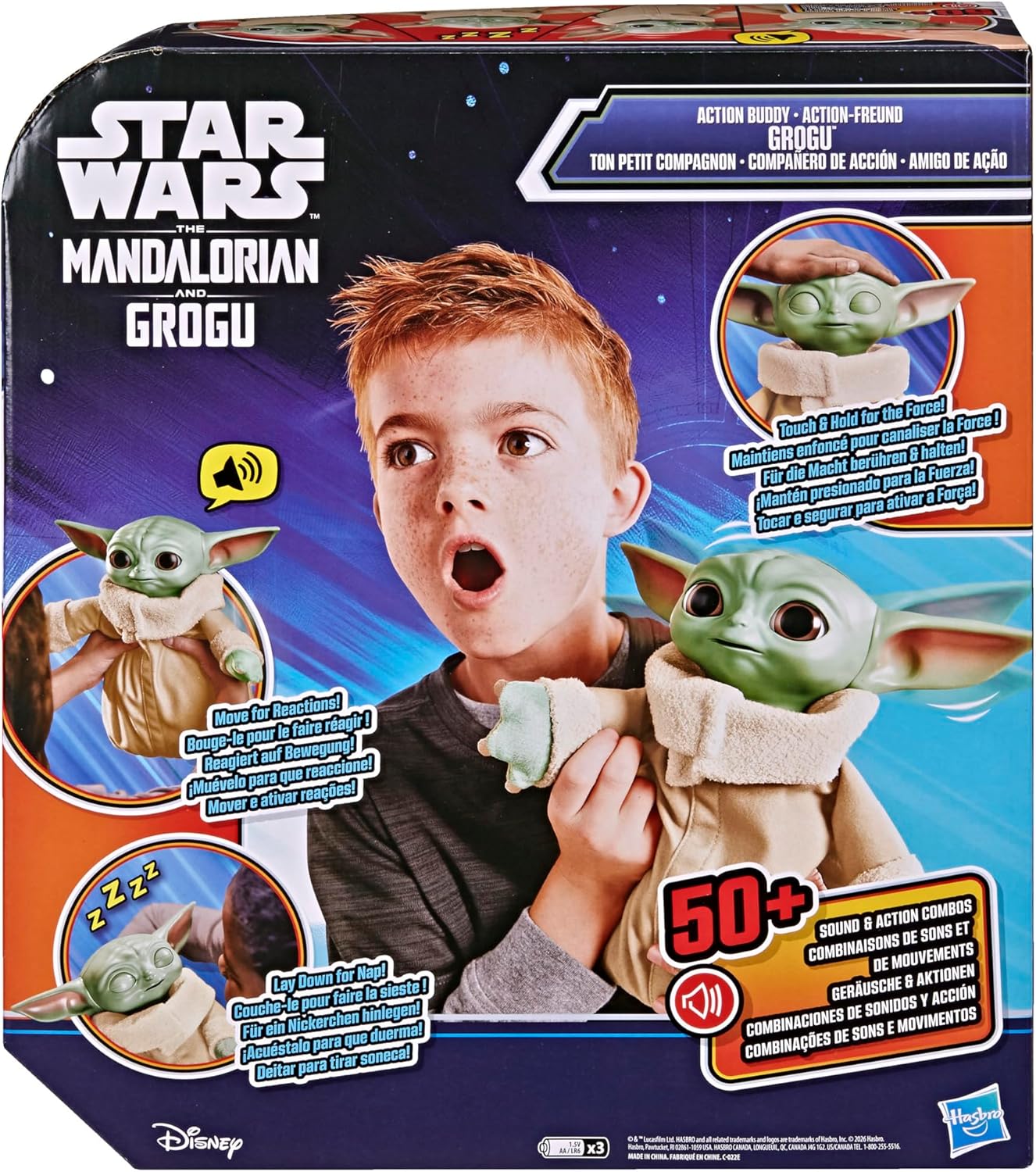 Star Wars Hasbro, action figure da 25 cm di Grogu Coccolavventura, giocattolo animatronico, peluche interattivo, giocattoli ispirati The Mandalorian and Grogu, dai 4 anni in su