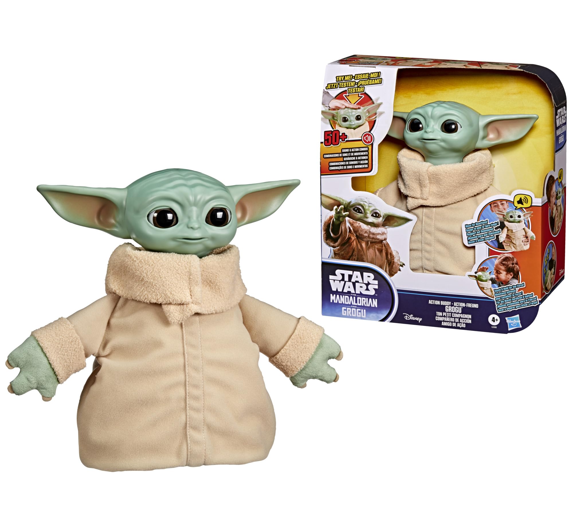 Star Wars Hasbro, action figure da 25 cm di Grogu Coccolavventura, giocattolo animatronico, peluche interattivo, giocattoli ispirati The Mandalorian and Grogu, dai 4 anni in su