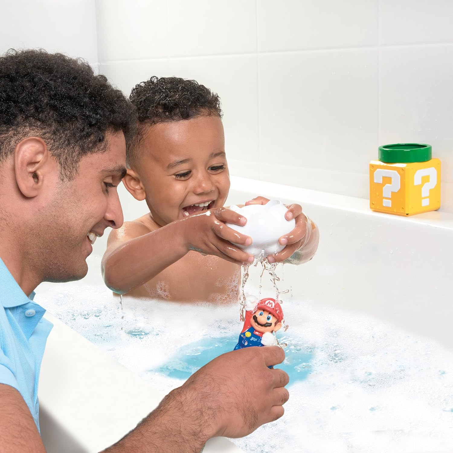 My Mario Pour & Nest Bath Playset by TOMY Toomies - Pouring Toddler Water Toys for Bath or Pool - Officially Licensed Mario Toys - Easter Basket Stuffers for Kids - Ages 2 Years and Up