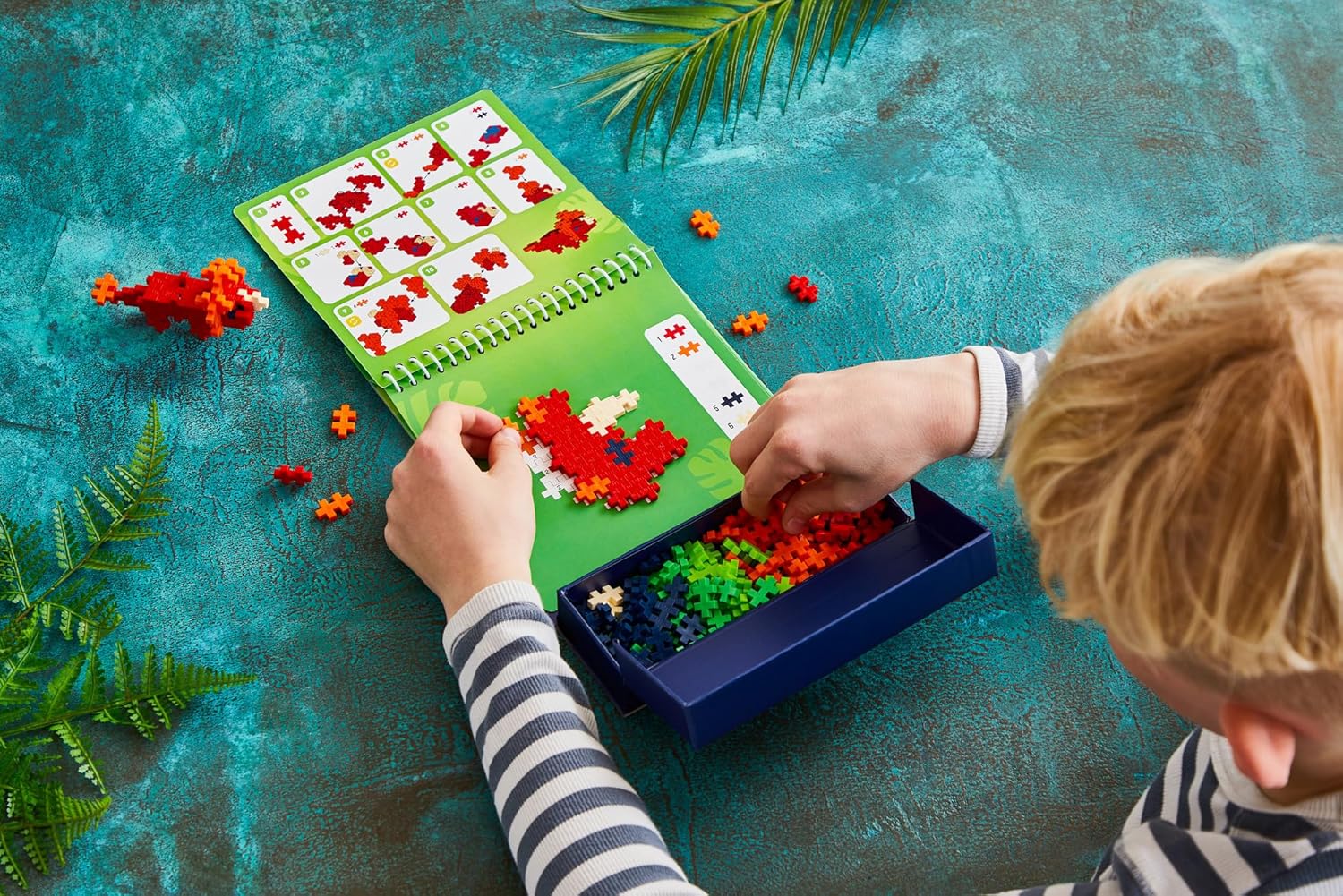 Plus Plus Building Blocks Toy - Puzzle by Number Travel Games Activity Book, Kids Construction Toys, Creative Learning Resources and STEM Play - Girls and Boys Toys Age 5 Plus - Dinosaurs