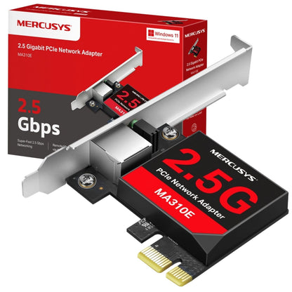 MERCUSYS MA310E 2.5 Gbps PCle Network Adapter, NAS Connection Network Card, Remote Control LAN, Energy-Efficient Ethernet, Low-Profile Bracket, Flexible Installation, No driver needed on Windows 11/10