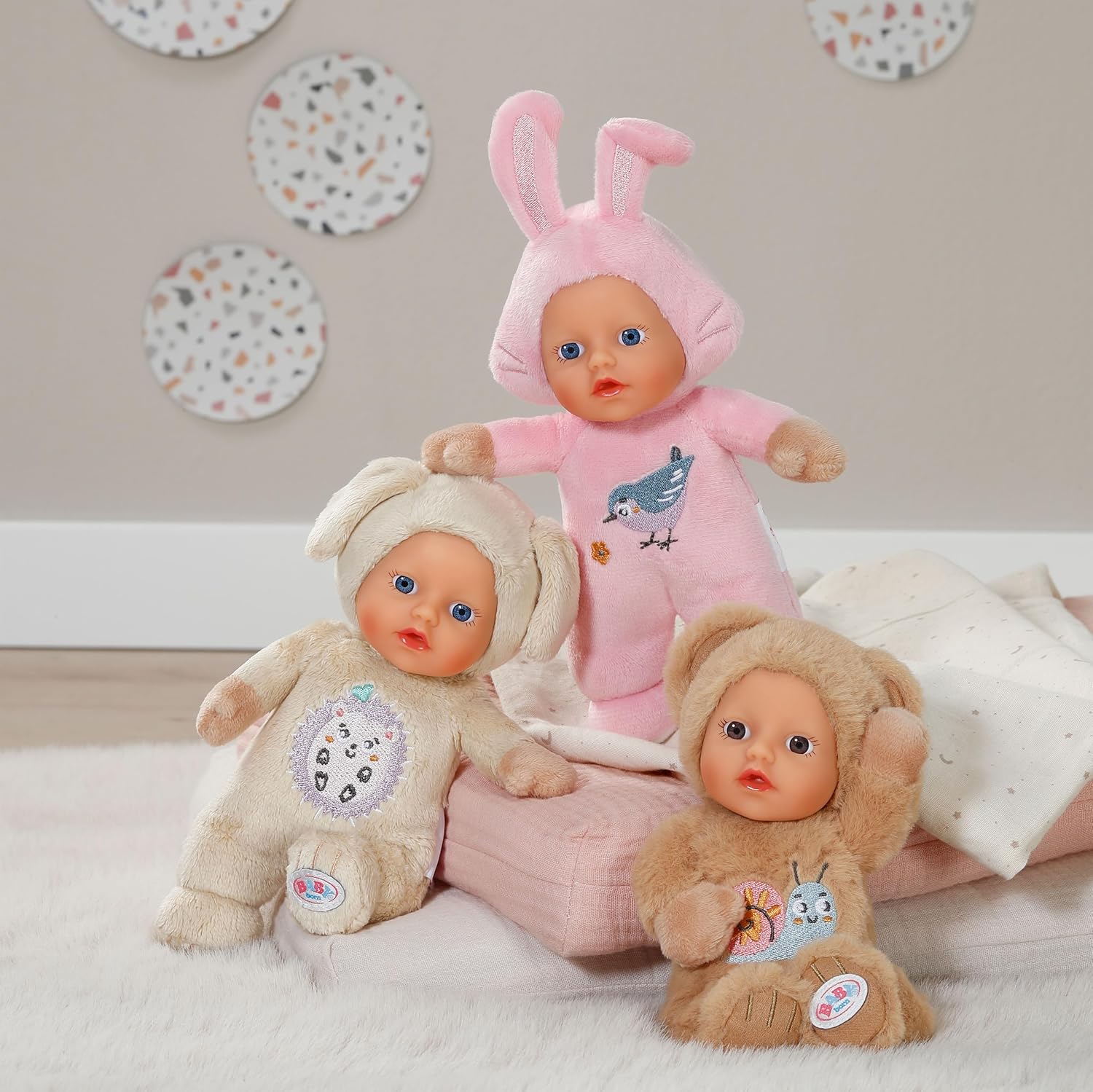 BABY born for babies Cutie soft doll with crinkle foil, 3 assorted styles. Suitable from birth