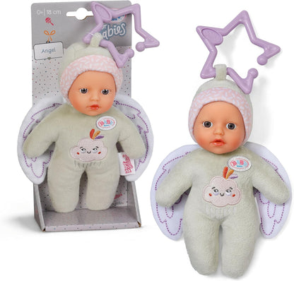 BABY born for babies Angel soft doll teething toy with rattle, 3 assorted colours. Style may vary. Suitable for newborns.