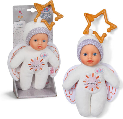 BABY born for babies Angel soft doll teething toy with rattle, 3 assorted colours. Style may vary. Suitable for newborns.