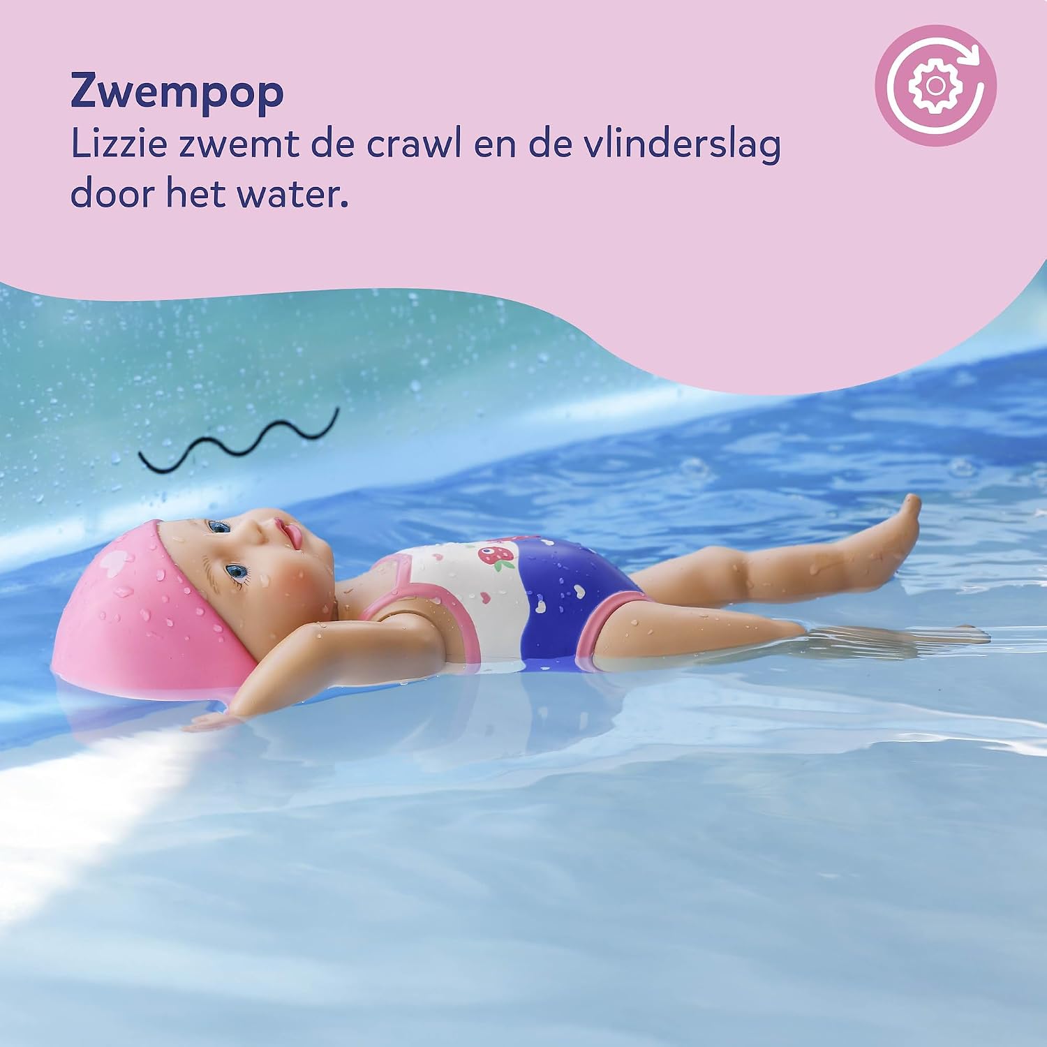 BABY born Zwemmende Lizzie 30 cm – badpop, werkt zonder batterijen, geschikt voor water, voor kinderen vanaf 1 jaar