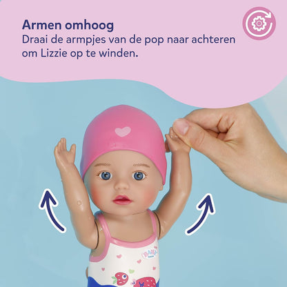 BABY born Zwemmende Lizzie 30 cm – badpop, werkt zonder batterijen, geschikt voor water, voor kinderen vanaf 1 jaar