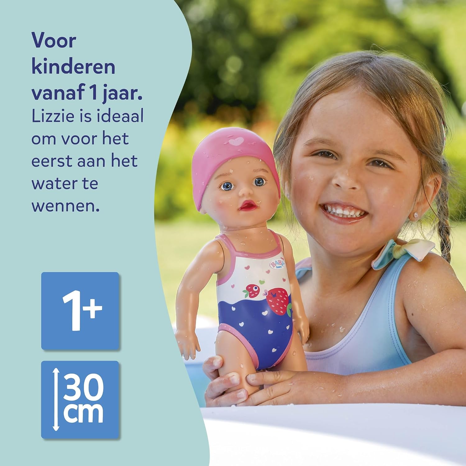 BABY born Zwemmende Lizzie 30 cm – badpop, werkt zonder batterijen, geschikt voor water, voor kinderen vanaf 1 jaar