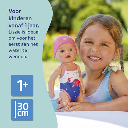 BABY born Zwemmende Lizzie 30 cm – badpop, werkt zonder batterijen, geschikt voor water, voor kinderen vanaf 1 jaar