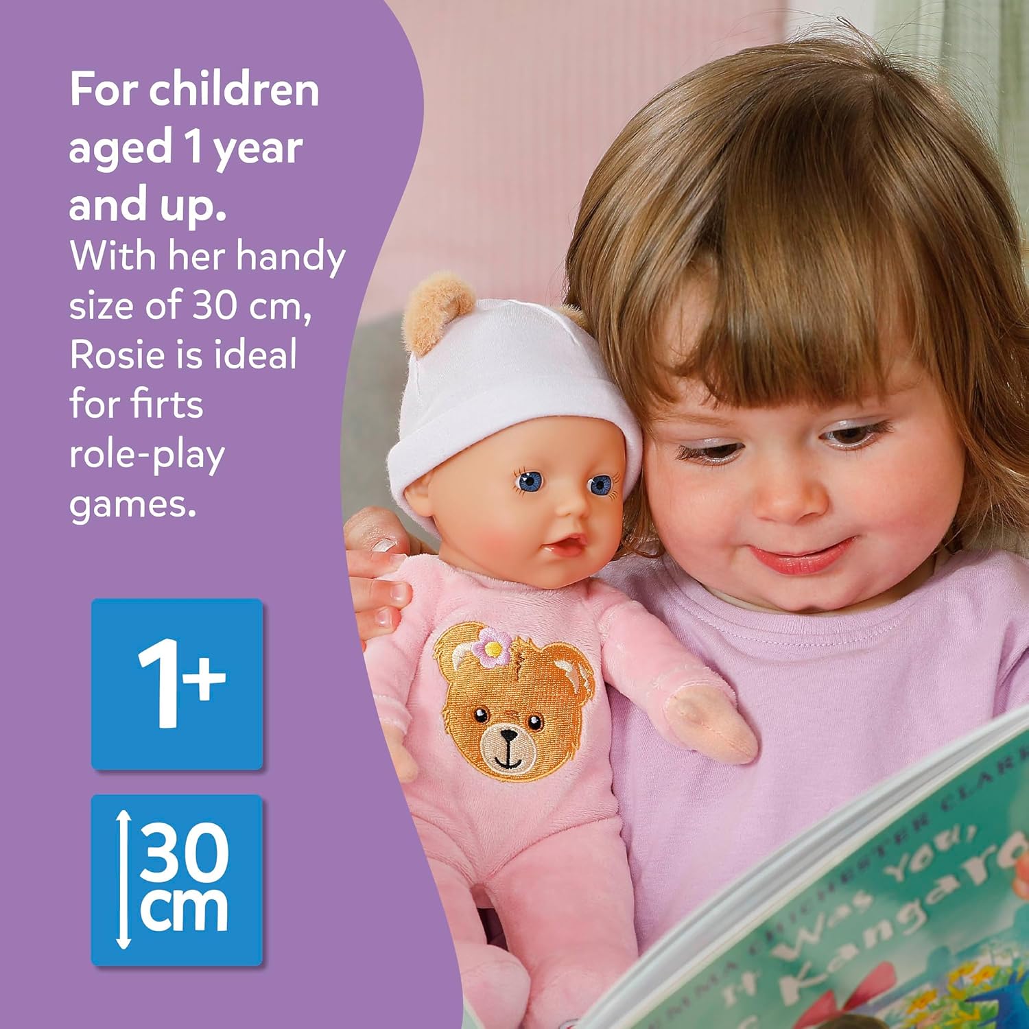 BABY born Interactive Rosie 30cm, soft baby doll with 6 sounds & bottles