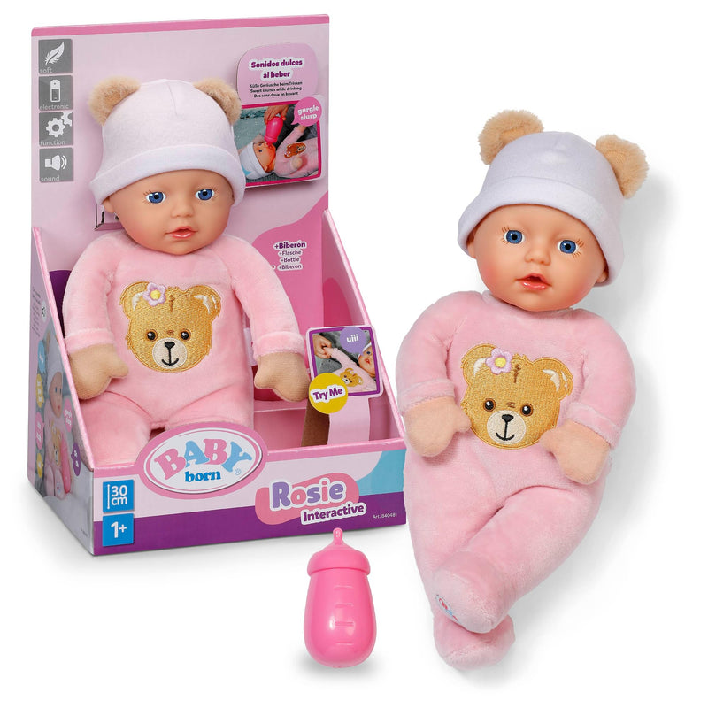 BABY born Interactive Rosie 30cm, soft baby doll with 6 sounds & bottles