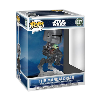 Funko POP! Rides Deluxe: Star Wars: The Mandalorian and Grogu - The Mandalorian with Grogu in Imperial Remnant AT-RT - Collectable Vinyl Figure - Gift Idea - Official Merchandise