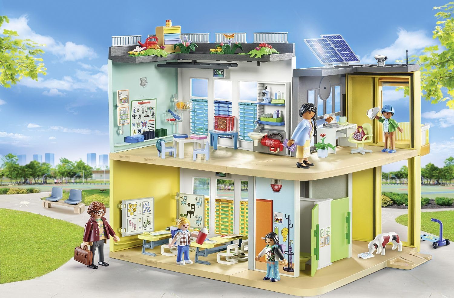 Playmobil 71327 City Life Large School, furnished barrier-free school building with lift, educational toy, fun imaginative role play, playsets suitable for children ages 4+