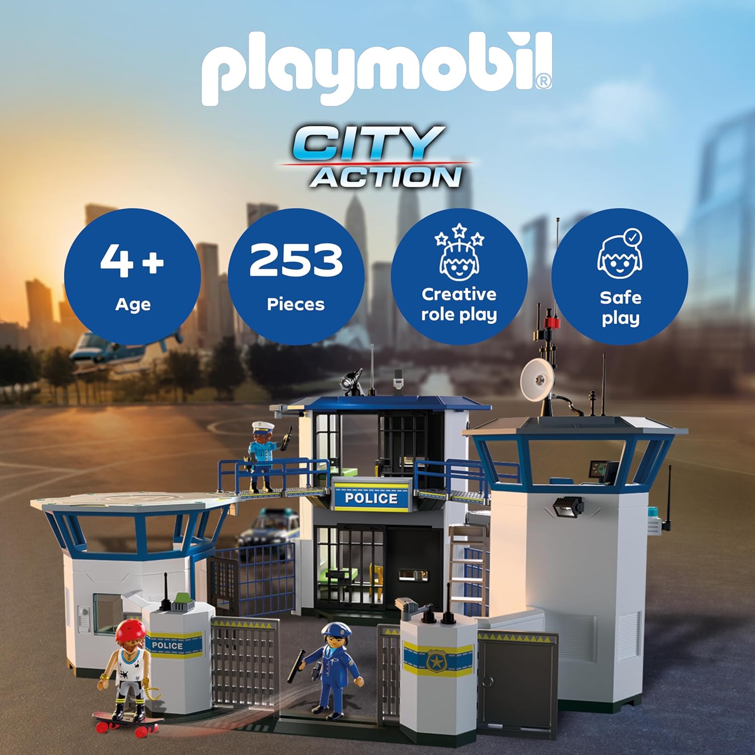 Playmobil | Action Heroes | Police Command Centre | Police toy | Adventure toy for children aged 4+ | Encourages role play & creativity | With play figures & accessories | 71873