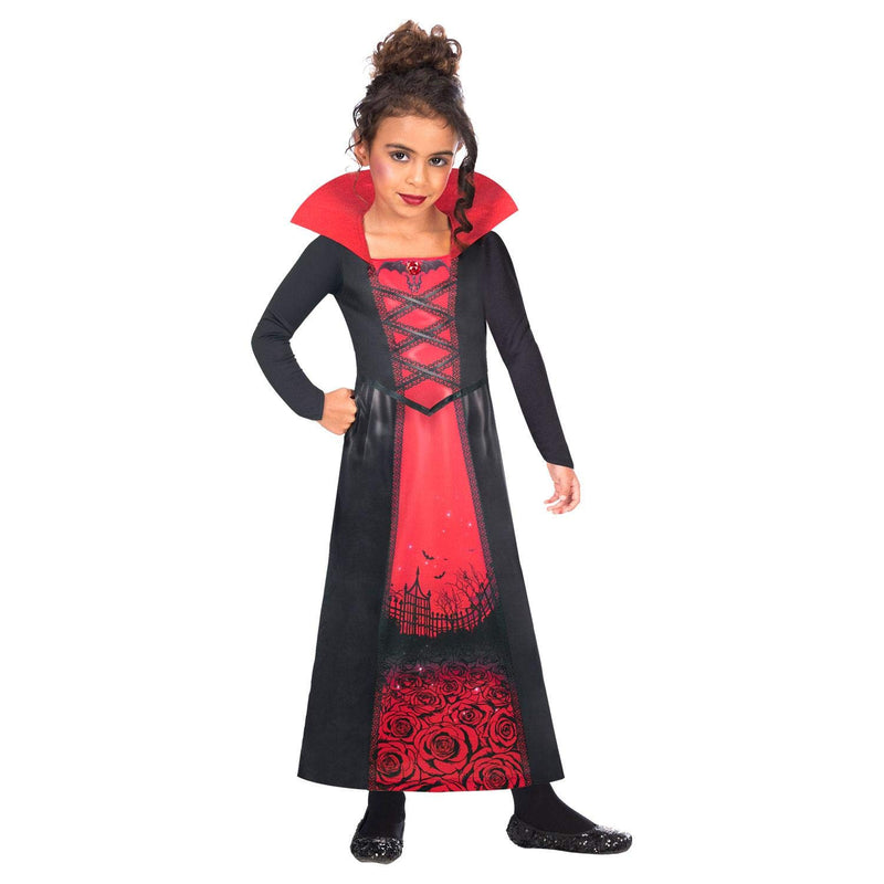 Amscan 9908593 Rose Vampiress internationale jurk, meisjes, Zwart, 3-4 jaar Meisjes Duurzame Recycle Halloween Fancy Jurk Kostuum