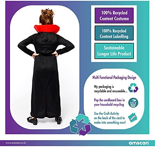 Amscan 9908593 Rose Vampiress internationale jurk, meisjes, Zwart, 3-4 jaar Meisjes Duurzame Recycle Halloween Fancy Jurk Kostuum