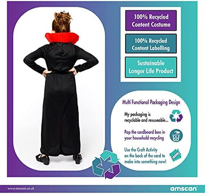 Amscan 9908593 Rose Vampiress internationale jurk, meisjes, Zwart, 3-4 jaar Meisjes Duurzame Recycle Halloween Fancy Jurk Kostuum