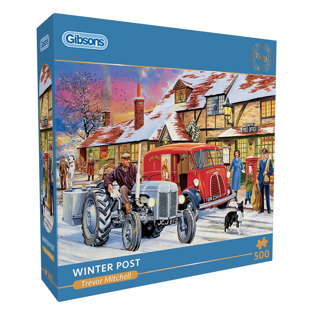 Winterpost, 500-teiliges Puzzle, Weihnachten, ländliche Nostalgie, nachhaltiges Puzzle für Erwachsene, hochwertiges 100% recyceltes Brett, tolles Geschenk für Erwachsene, Gibsons Games B