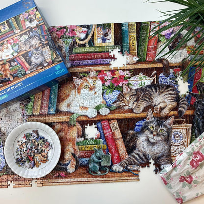 Gibsons Puzzle Katze Puss Back in Books 1000 Teile Tiere