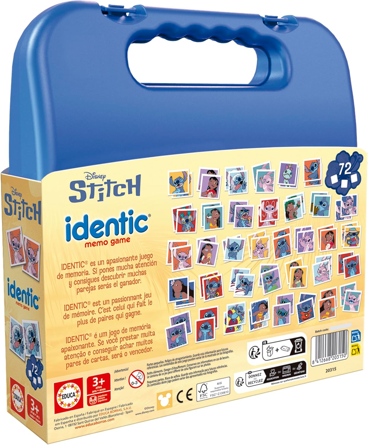 Educa - Identic Stitch Educatief Geheugenspel voor kinderen met 72 kaarten. Vind koppels en werk aan basisvaardigheden zoals gezichtsscherpte, aandacht en geheugen. Al 3 jaar (20315
