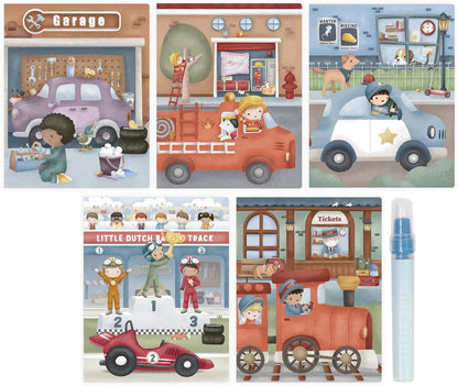 Bambolino Toys - Little Dutch Magisch Waterkleurboek Jim Voertuigen
