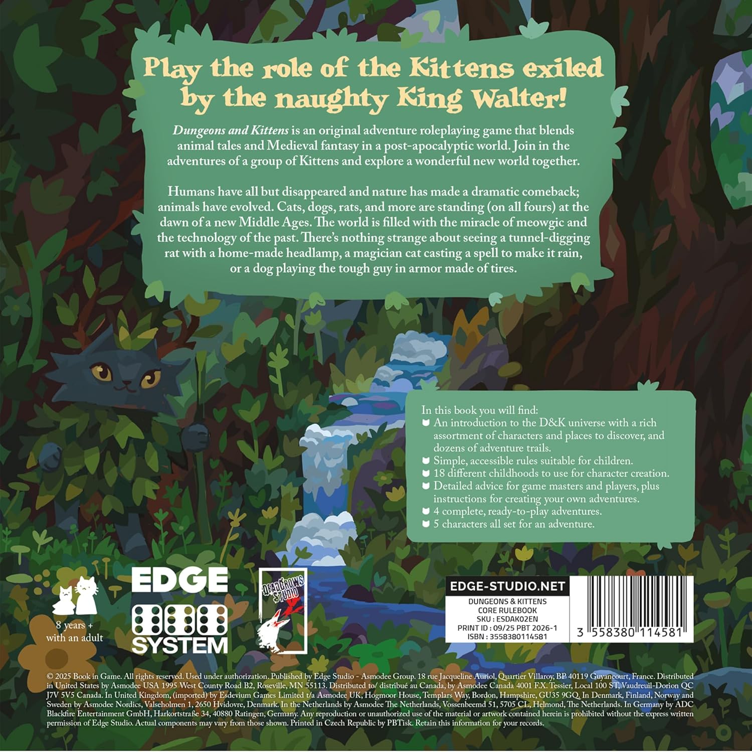 Dungeons & Kittens Roleplaying Game CORE RULEBOOK - Adorable Fantasy Tabletop RPG with Magical Kittens, Ready-to-Play Adventures for Kids & Adults, Ages 8+, 2-6 Players, 90 Min Playtime