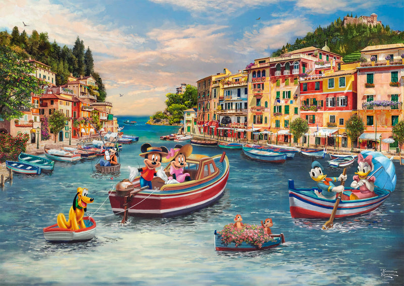 Schmidt Spiele 58053 Disney, Mickey & Minnie in Italy, Thomas Kinkade, 1000 Piece Jigsaw Puzzle