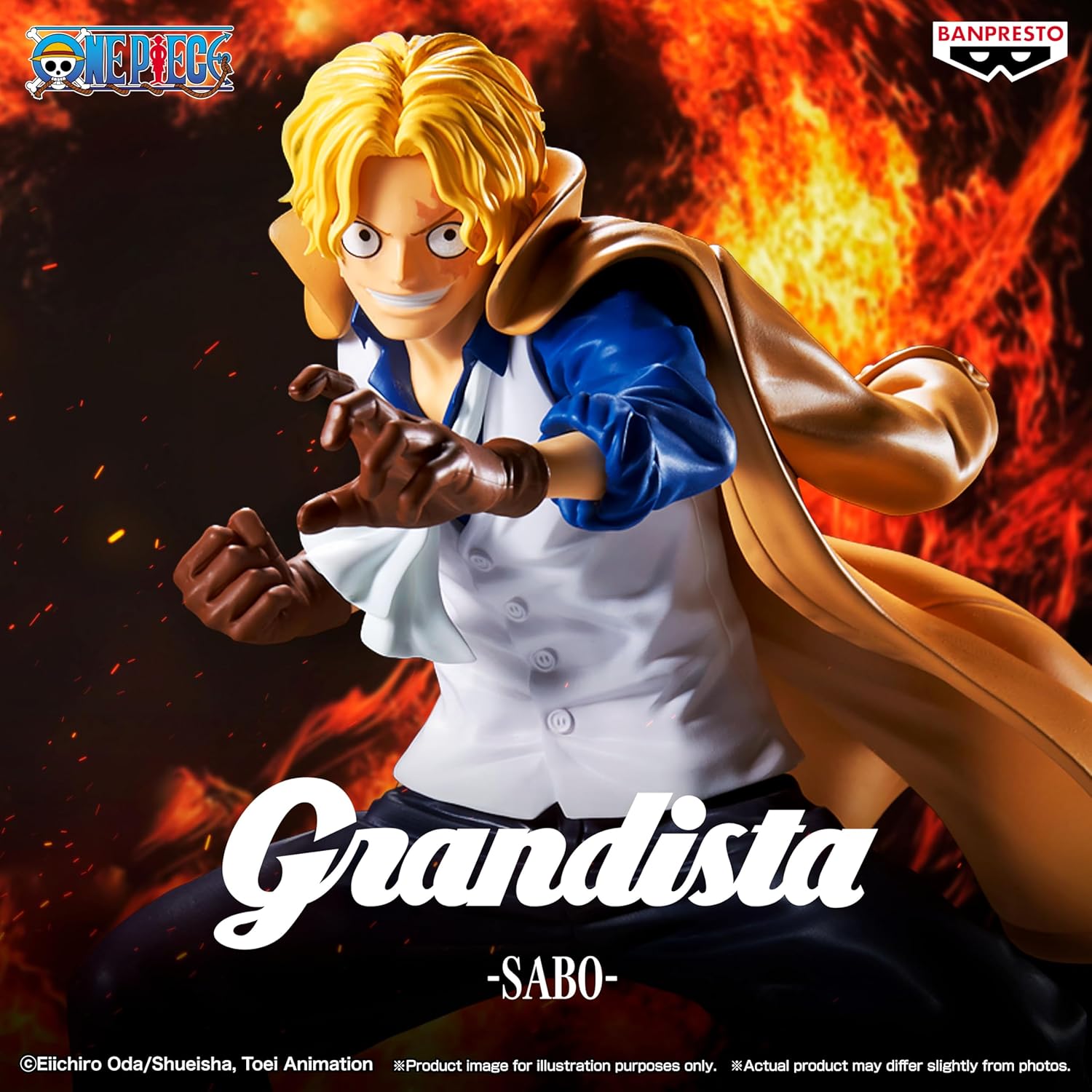 Banpresto Sabo One Piece Action Figure - Grandista 23 cm - BP29916P Multicolor - Collectible Figure - Ideal for Anime One Piece Fans