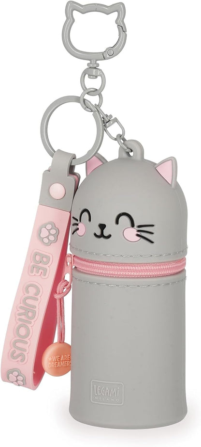 Legami - Kawaii Mini Kawaii Keychain Coin Purse with Spiral Ring, Carabiner and Wrist Strap, Silicone, 5 x 12 x 5 cm