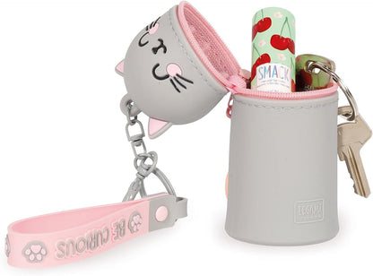 Legami - Kawaii Mini Kawaii Keychain Coin Purse with Spiral Ring, Carabiner and Wrist Strap, Silicone, 5 x 12 x 5 cm