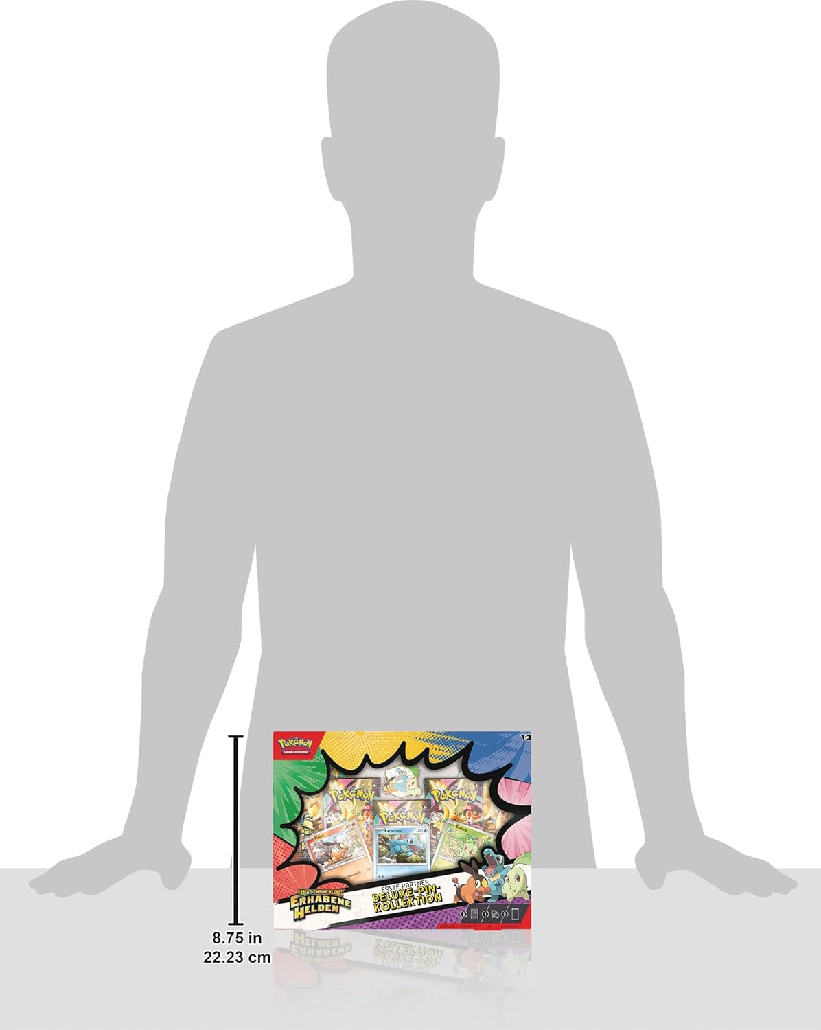 Pokémon-Sammelkartenspiel: Deluxe-Pin-Kollektion Mega-Entwicklung – Erhabene Helden: Erste Partner (3 holografische Promokarten, 1 Deluxe-Pin und 5 Boosterpacks
