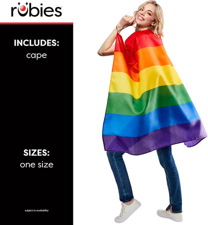 Rubies 203039NS000 Pride Rainbow Cape Adult Fancy Dress, Men,Women, Multi, One Size Halloween