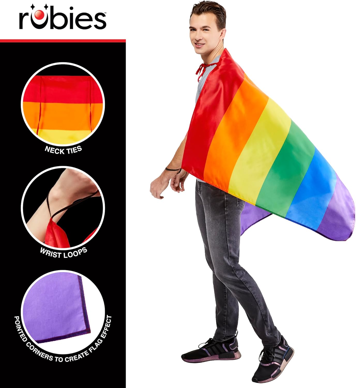 Rubies 203039NS000 Pride Rainbow Cape Adult Fancy Dress, Men,Women, Multi, One Size Halloween