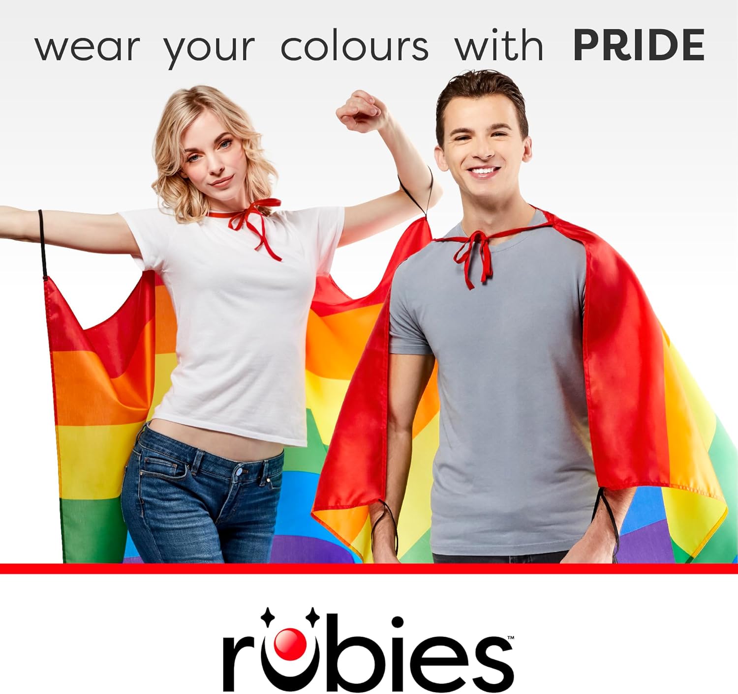 Rubies 203039NS000 Pride Rainbow Cape Adult Fancy Dress, Men,Women, Multi, One Size Halloween