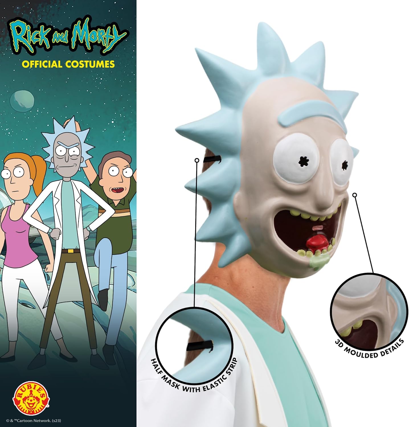 Rubies Official Rick and Morty, Rick Vacform Mask, Adult Fancy Dress Accessory Halloween