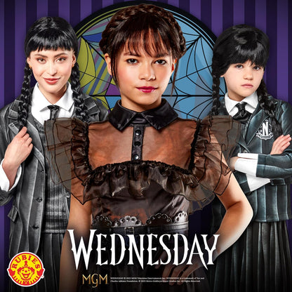 Rubies 2000154NS000 Tv Show Wednesday Costume Wig Addams Adult Fancy Dress, Women, As Shown, One Size Halloween