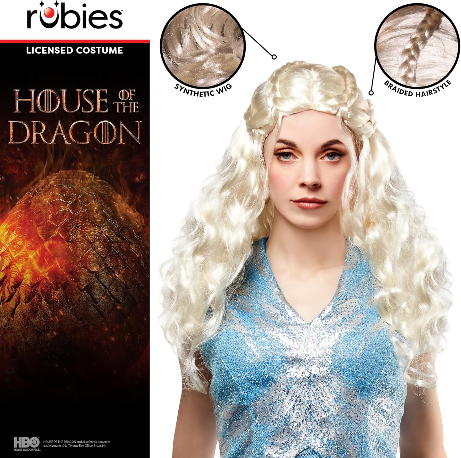 Rubies House of Dragon Official Rhaenyra Targaryen Wig, Womens Fancy Dress, optimal for any Occasion - Halloween and World Book Day, One Size