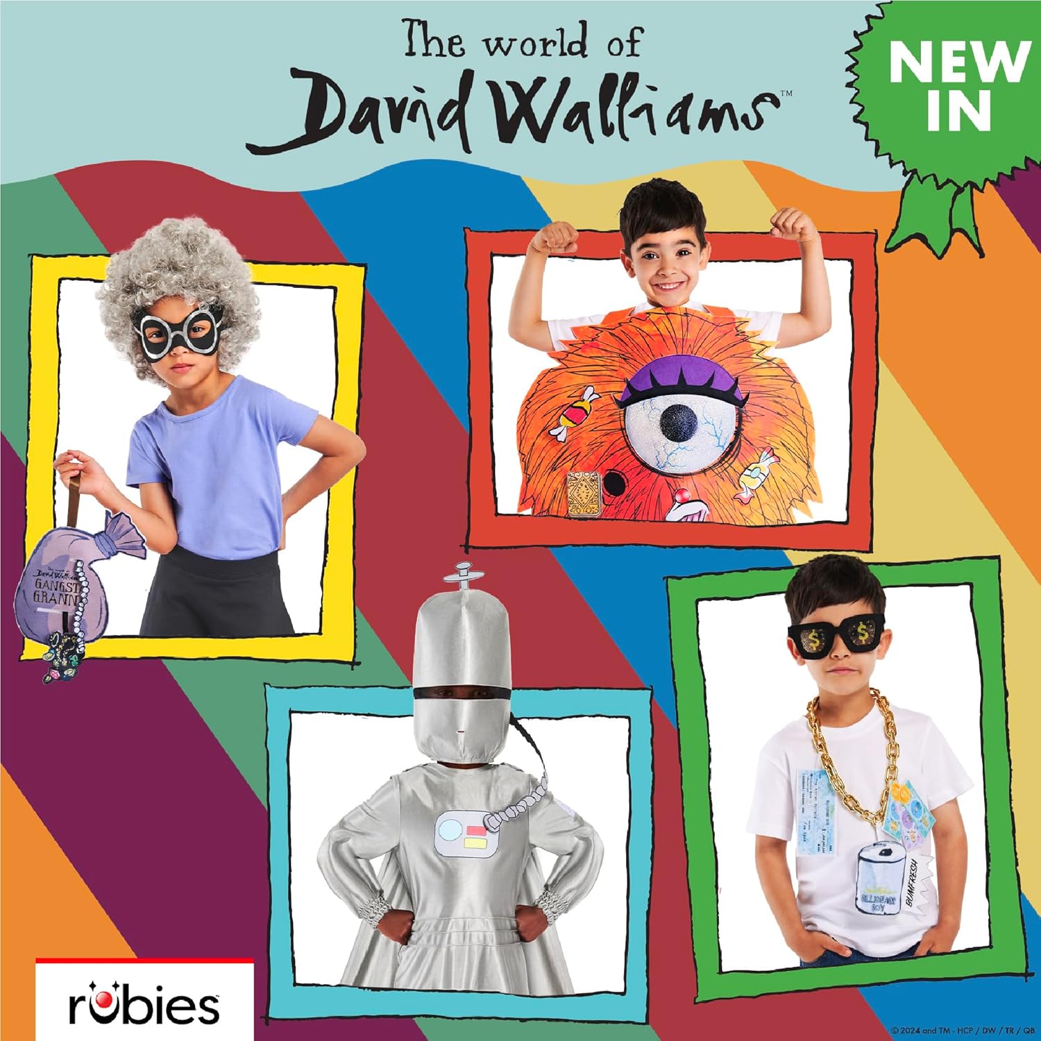 Rubies Official David Walliams Gangsta Granny Kids Accessory Set, One Size 4-9 Years Halloween