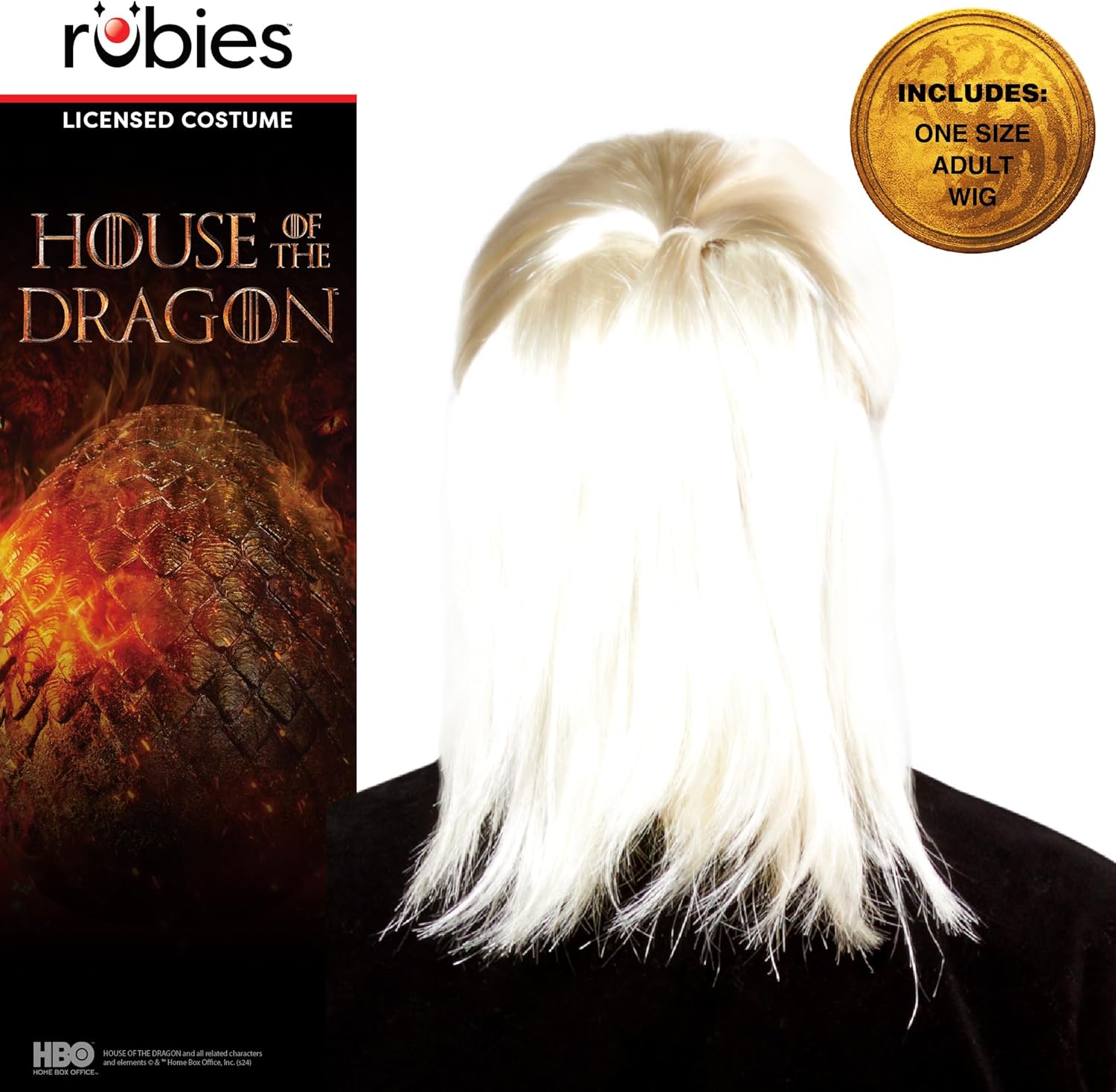 Rubies 2000391NS000 Daemon Targaryen Wig Adults Fancy Dress, White Blonde, One Size Halloween