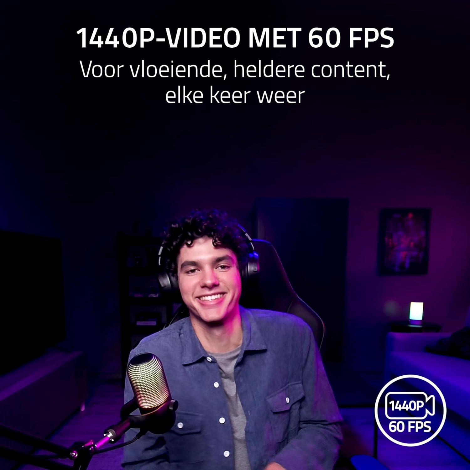 Razer Kiyo V2 X - Webcam Full HD 1080p, 60 FPS voor content creators - nauwkeurige autofocus - Groothoeklens - Ingebouwde microfoon - Ondersteuning voor Open Broadcaster Software en Xsplit | Wit