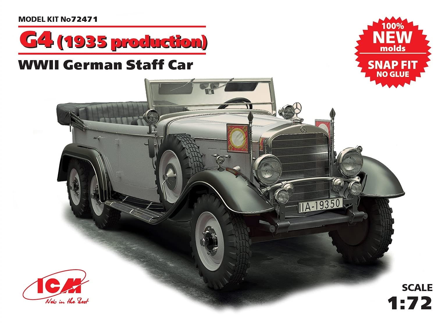 ICM 1:72 - G4 (1935), WWII German Staff Car (snap fit