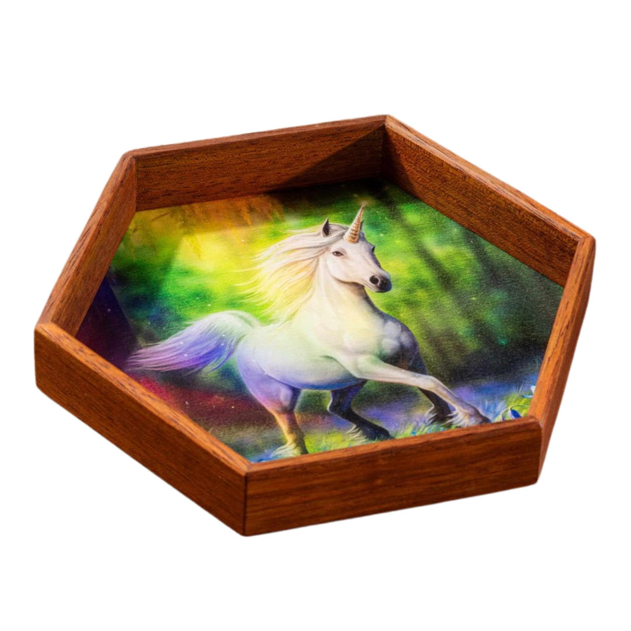 Anne Stokes Dice Tray: Chase The Rainbow by Q-Workshop | Ages 14+ | Made of Bodo Wood | RPG Accessory